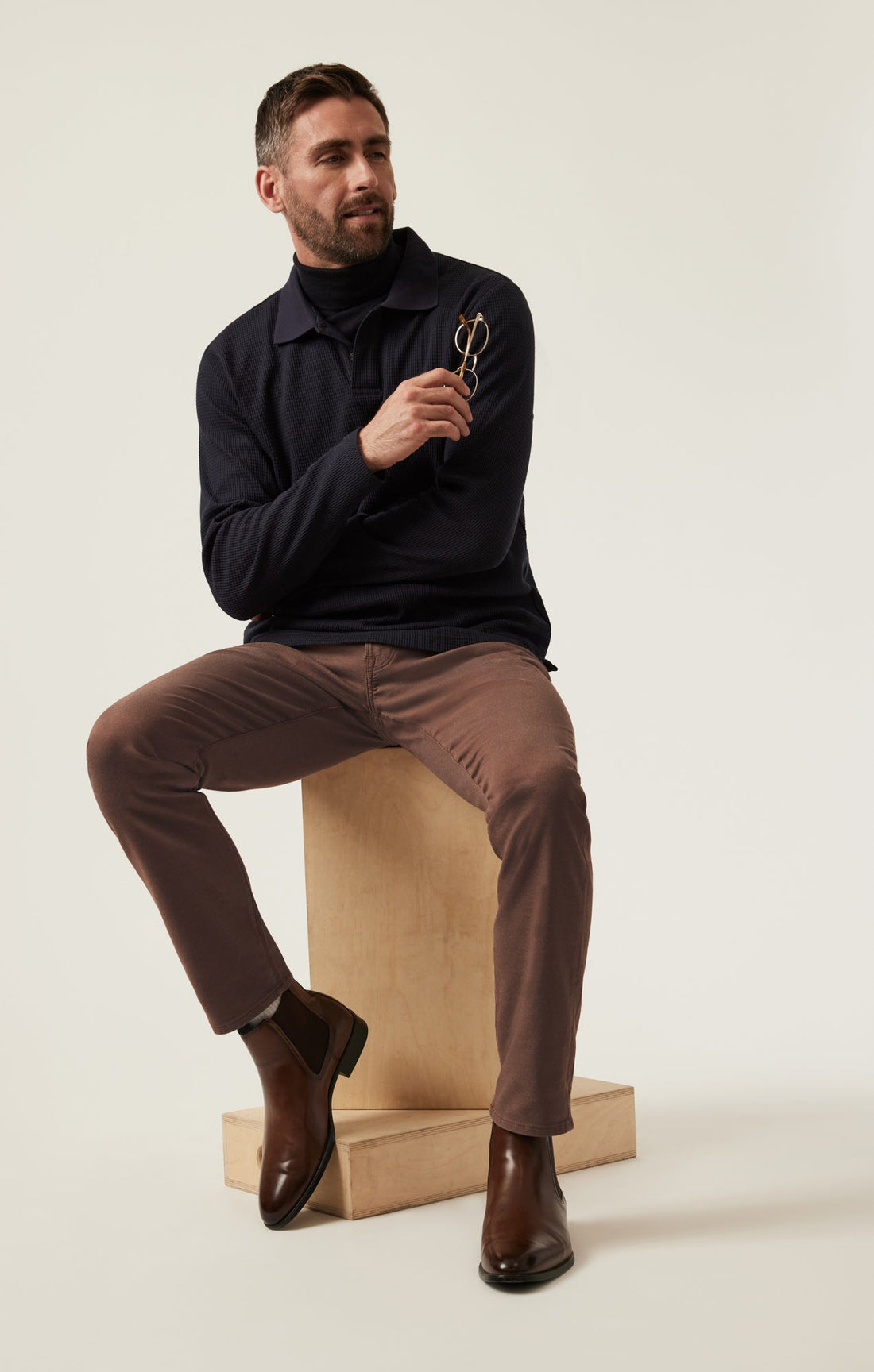 Cotton Casual Dark Brown Pant