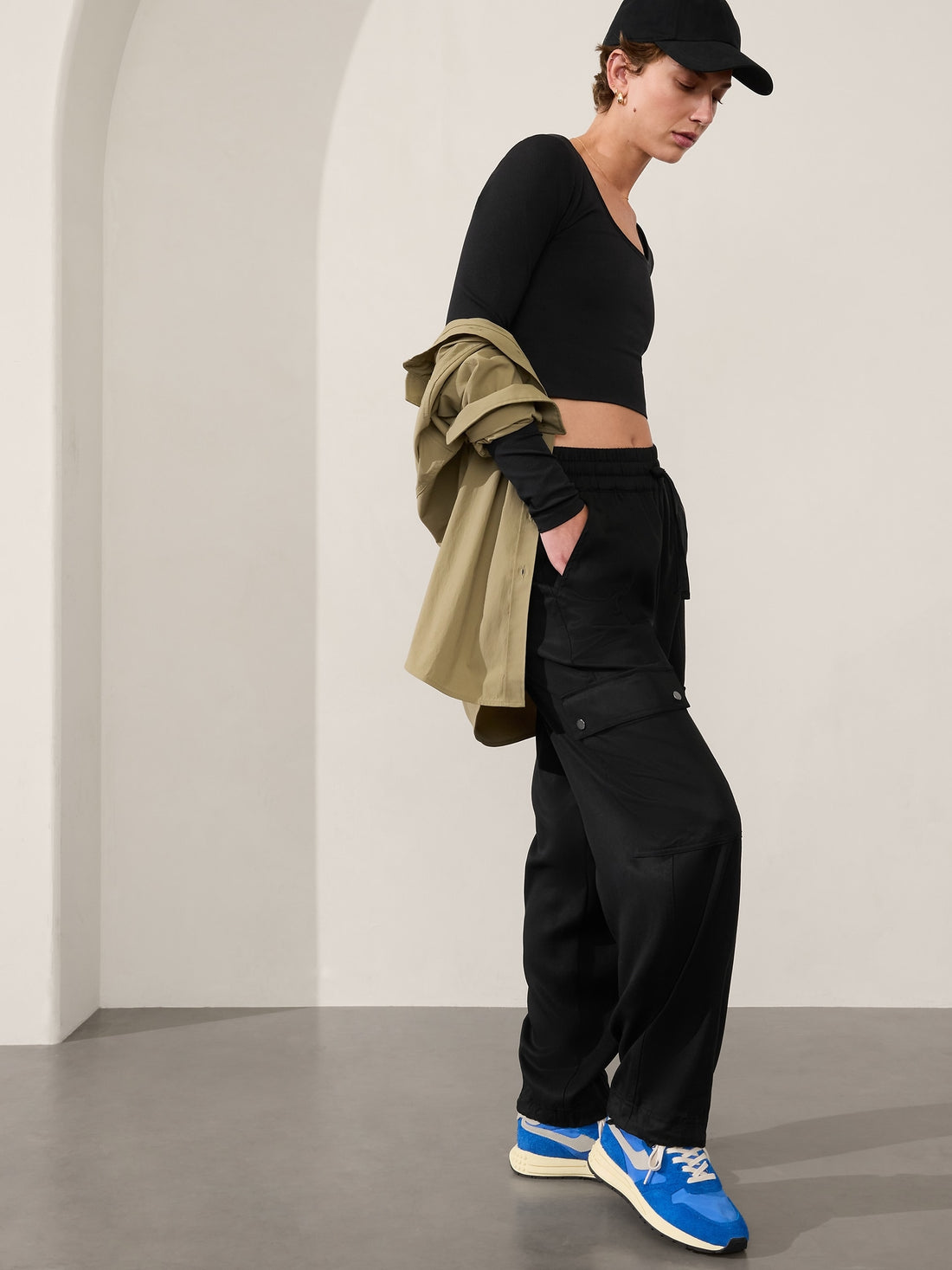 Black Cargo Trouser For Womens